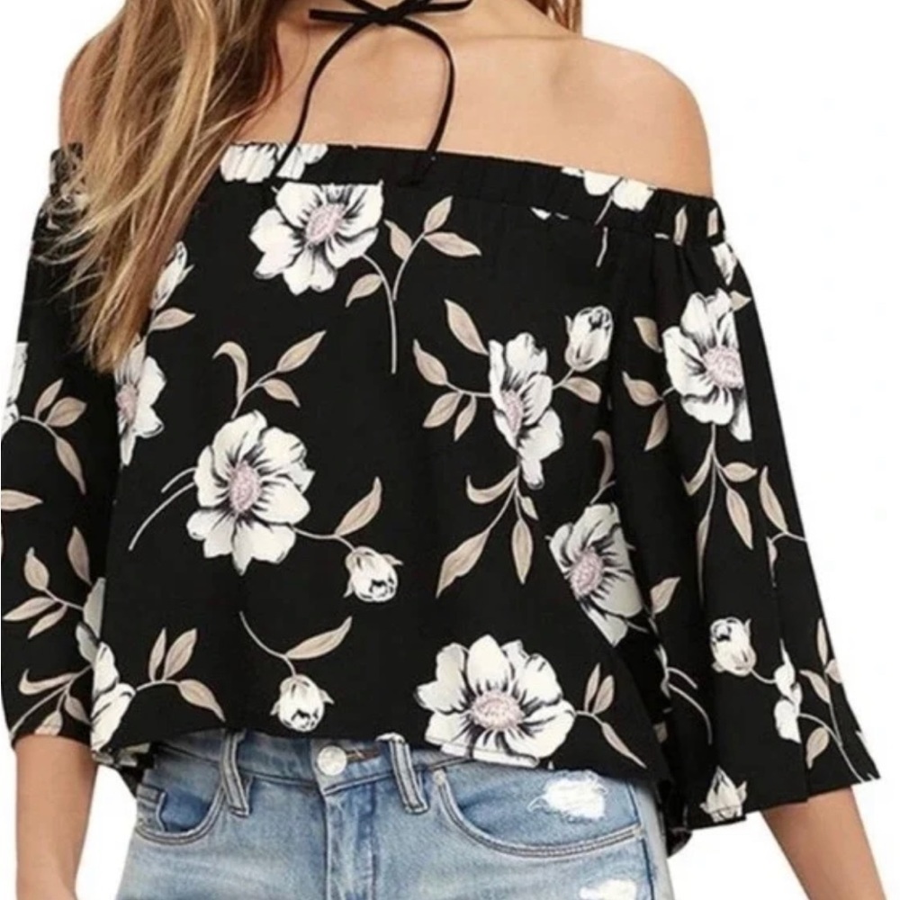 Off Shoulder Chiffon Back Wrap Boho Shirt Size Medium